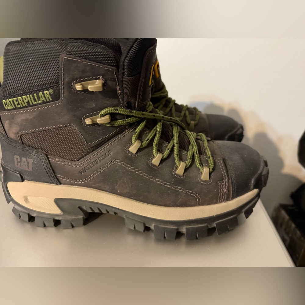 Caterpillar Rugged Brown Boots with Green Accents